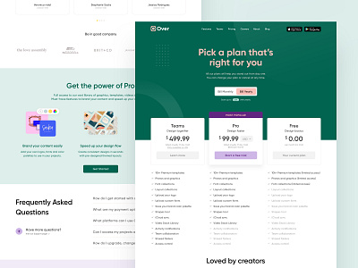 Pricing Page for Over Web