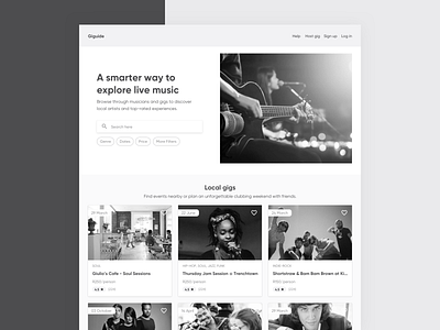 Gigguide Website concept music sketch ui website wireframes