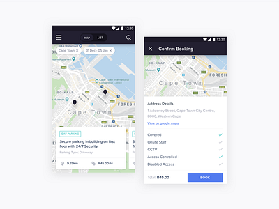 Rent A Bay android parking ui ux