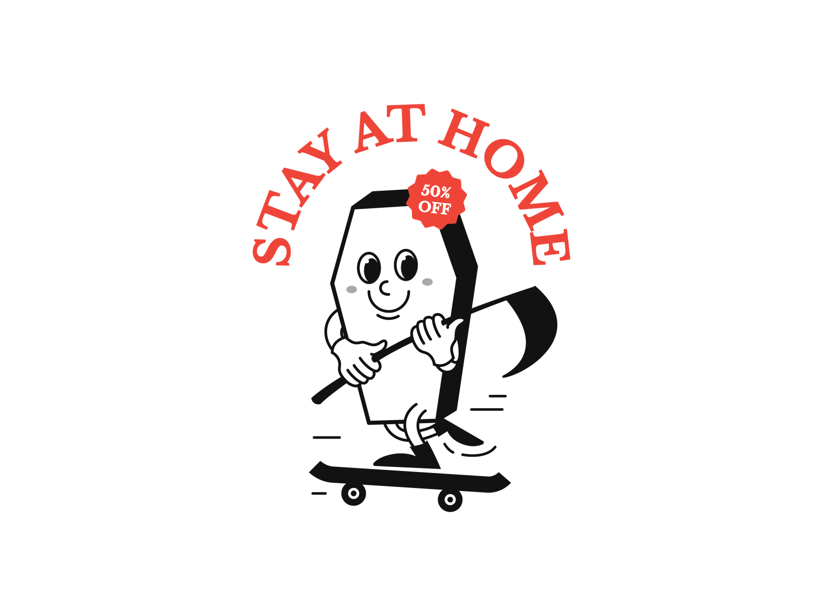 Stay at home clean covid19 design flat icon illustration illustrator ink minimal skate skateboarding typography ui vector