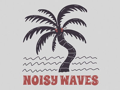Noisy Waves apparel chill clean design draw flat illustration illustrator minimal palm tree pastel quarantine shirtdesign tired typography waves
