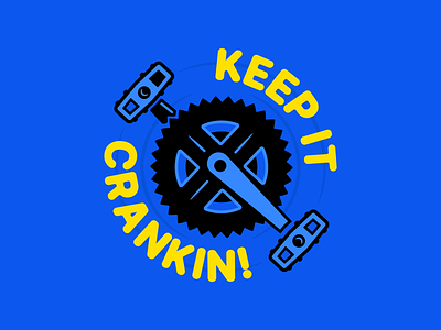 Nice and Steady! bike blue clean crank flat illustration illustrator minimal spin type typography vector yellow