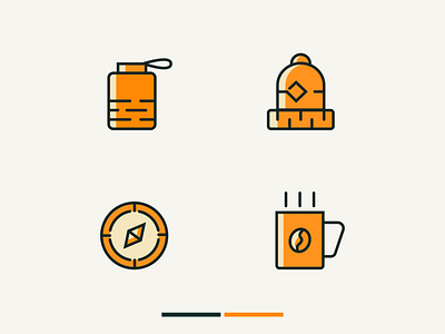 Outdoor Icons camping flat illustration illustrator minimal orange outdoors stroke vector