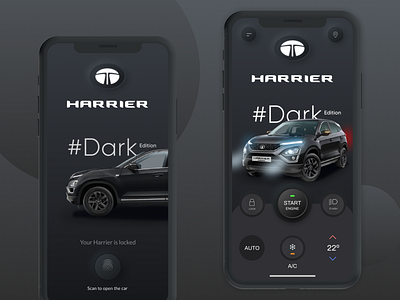 Tata Harrier Smart App Design app car connected car dark dark ui dashboad design figma ios minimal photoshop tata ui ux
