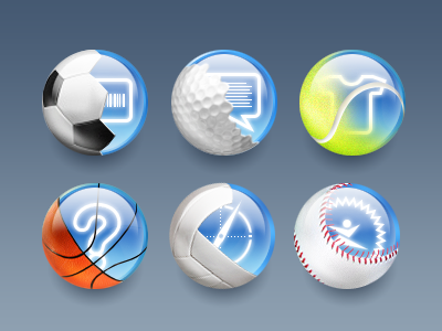 Glossy Sportive Icons baseball basketball football golf icons sports tennis volleyball