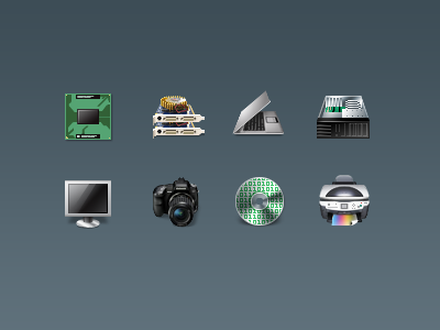 Hardware Iconset cd cpu desktop dslr gpu icons laptop monitor printer processor