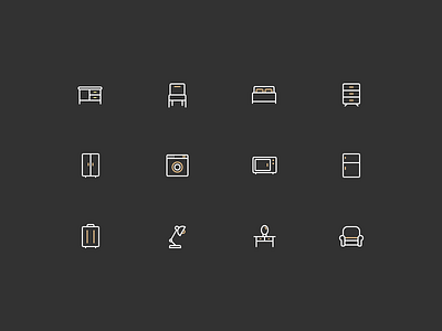 Furniture icon exercises black black white design furniture icon icon animation illustration sketch ui ux white yellow