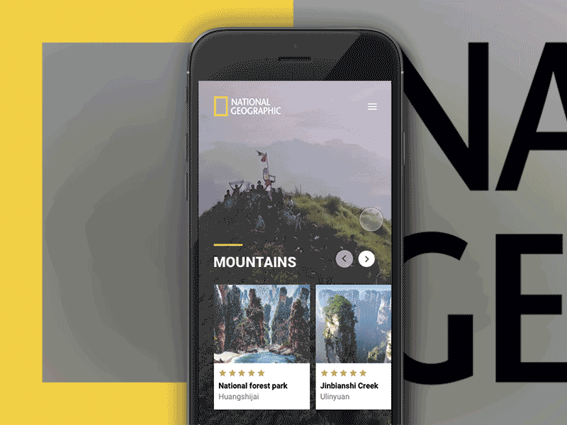 National Geographic animation cards concept gif mobile national geographic ng principle ui