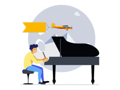 Hello Piano animation design gif illustration logo vector