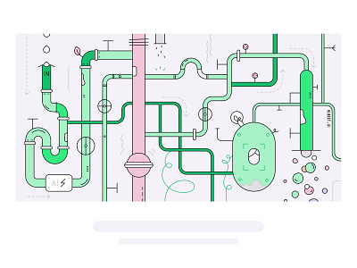 The AI recruiting engine ai design engine header illustration illustration pipes system vector