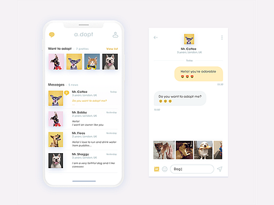 A.dopt. Messenger service adopt app design interface messenger service ui ux