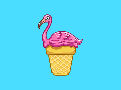 Flamingo Ice 2d apps art bird colourful flamingo hot ice cream illustration imessage pink stickers