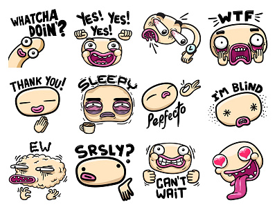 Real Life Emotions 2d art emotions excited faces happy imessage sad simple stickers thx wtf