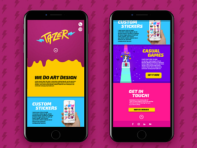 Tazer website 2d app art design digital games graphic illustration mobile stickers web website