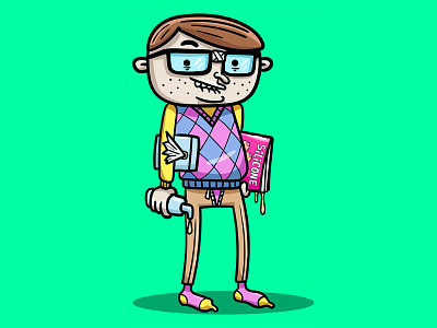 The Geek 2d art cartoon character geek illustration magazine man nerd person