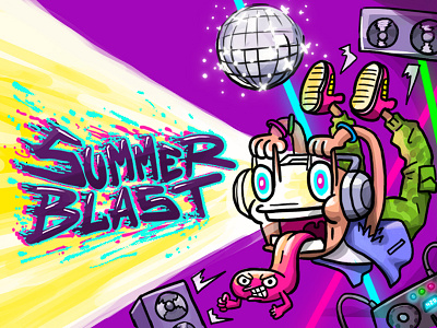 Summer Blast 2d arthouse character energy energy arthouse illustration poster production shoes summer blast tongue