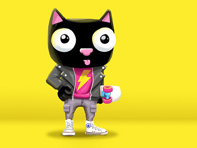 Not a pussy cat 2d animation art arthouse black cat cartoon cat character colorful cool design energy energy arthouse funky graphics illustration pink product pussycat trendy