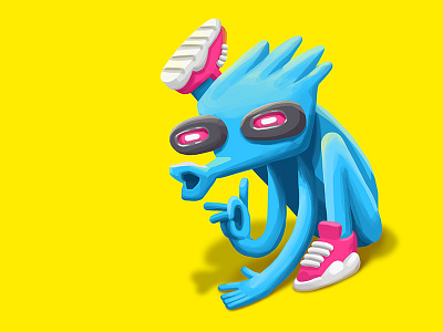 So who is an alien now? 2d alien aliens alienware animation art arthouse blue and yellow blue and yellow design cartoon cool energy arthouse funky graphics illustration product sneakers space art sporty trendy