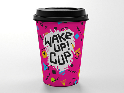 Wake up in colors 2d art cup cup design cup mockup cup of coffee design energy energy arthouse graphics illustration lettering art trendy vector wake up