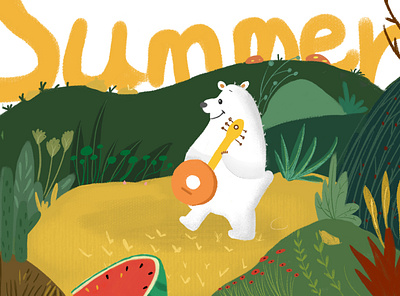 summer bear design illustration