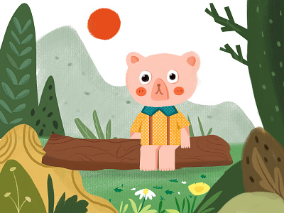 forest bear design illustration