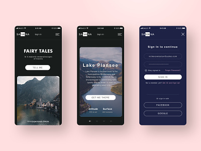 Mobile User Interface / Savana apple colours europe experience hiking ios iphone lakes lifestyle mobile mountains nature production design responsive tourism travelers trips typography uidesign uiux