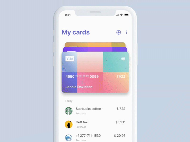 Cards animation animation ui