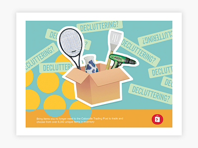 Direct Mail Postcard Design - Decluttering? advertising collateral direct mail flyer graphic design illustration illustrator marketing postcard poster print startup startup marketing store tech technology