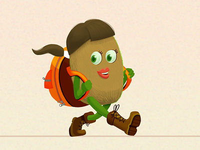 Ad Illustration - Hiking Kiwi Character