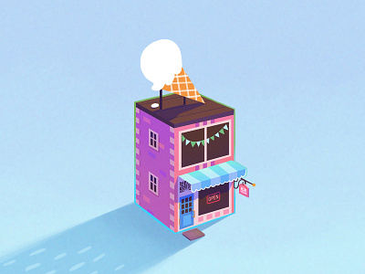 Ice Cream Shop building digital art game art game asset house house illustration illustration illustrator map photoshop ui
