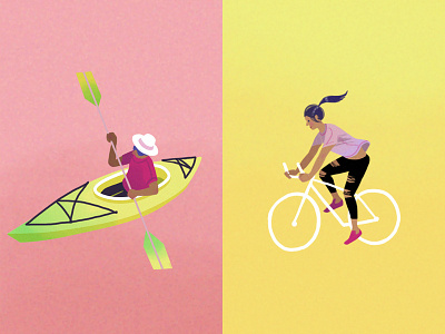 Kayaker and cyclist