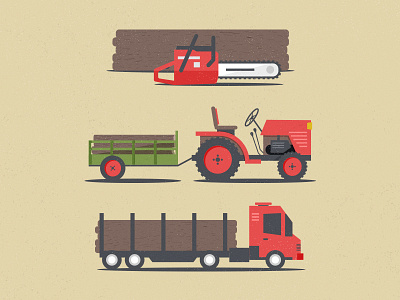Late debut chainsaw farm illustration tractor truck wood woodcut