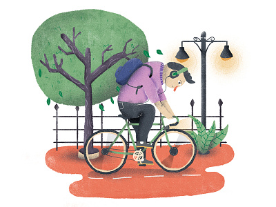 July / 003 bike bike ride city illustration