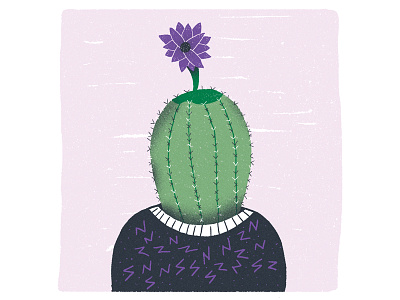 Blue Sequels - August / 010: Cactus blue sequels cactus character character design flower illustration