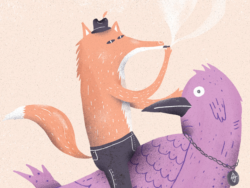 The fox and the bird character design character bird fox illustration