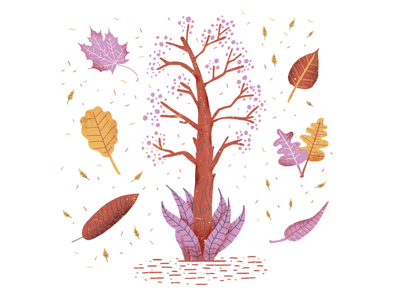 Fall leaf plants autumn fall illustrator illustration blue sequels