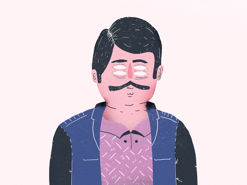 Four eyes jacket four eyes moustache mustache illustration character design character