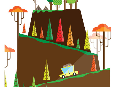 Car on mountain adventure graphicdesign illustration modern mountains trees