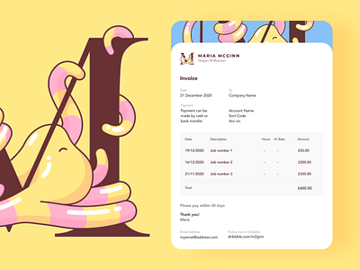 Invoice Personal Branding bill figma form form design graphic design illustrator indesign invoice invoice design invoice template octopus pastel pastels pdf pdf design pink receipt typography vibrant yellow