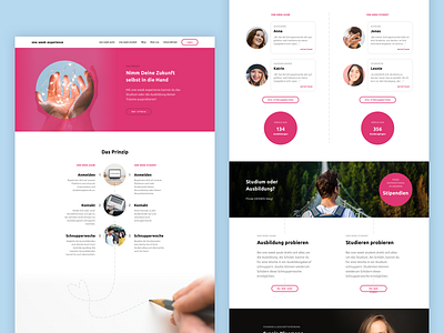 One Week Experience Website design flat homepage interaction interactiondesign interface interfacedesign landing page landingpage list pink screendesign timeline ui user experience user interface ux web webdesign website