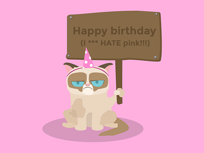 Grumpy Birthday Greetings birthday character flat flat design grumpy cat illustration