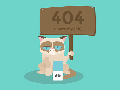Grumpy 404 Page avatar character error page flat flat design grumpy cat illustration