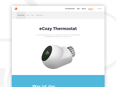 eCozy Website – Support Thermostat flat flat design homepage interface internet of things iot landing page smart home ui design ux ux design webdesign