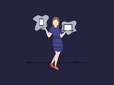 Digital Services avatar illustration ipad laptop procreate smartphone waitress woman