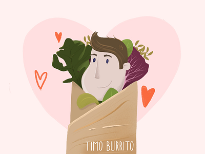 Timo Burrito burrito character cute digitalillustration illustration pink procreate salad