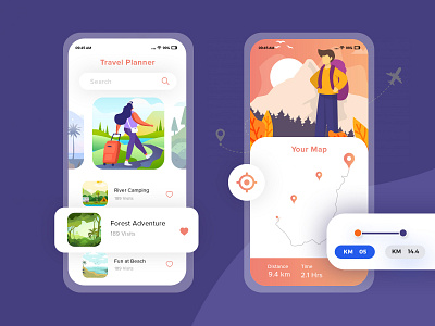 Travel Planner App Design affordable web design app best blogger design freelancer graphic hire illustration mobile app design tourism travel travel app traveling trekking ui uidesign ux vlog