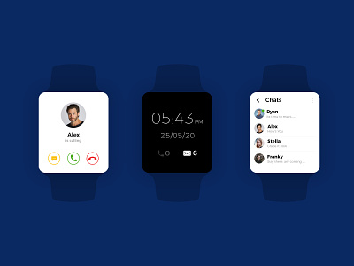 Random Design for Wearable call iwatch message smart watch ui smartwatch ui design ux design wearable