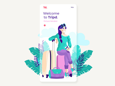 Welcome Screen Design for Traveling App agency app design blogger bloggers freelancer hire tourism tourisminindia tourist travel travel agency travel app traveling welcome screen