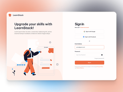 LearnStack - Sign In page course dashboard design design education education responsive design education website educational software illustration online course websit online education website online study website sign in scree signin page study website ui ui design uidesign uiux ux