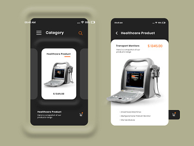 eCommerce mobile app design for Healthcare Products black white ecommerce health app health care healthcare healthcare app medical app medical care mobile app mobile app design mobile ui shopping app shopping cart ui design ux design